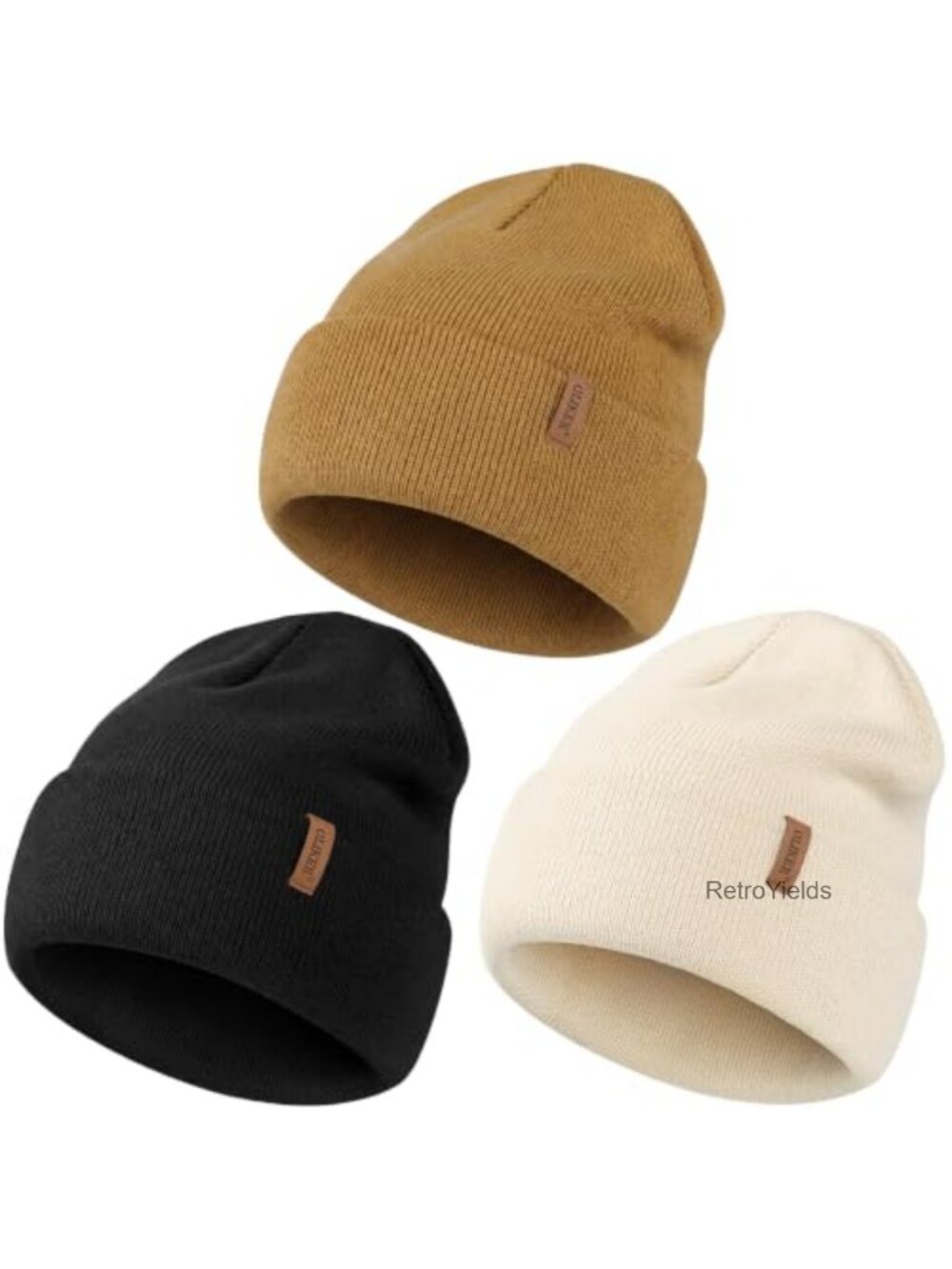 3 Pack Double Layer Winter Beanie Hats for Men Women Skull Cap
